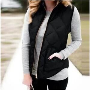 J. Crew Factory Black Down Quilted Puffer Vest Size XS